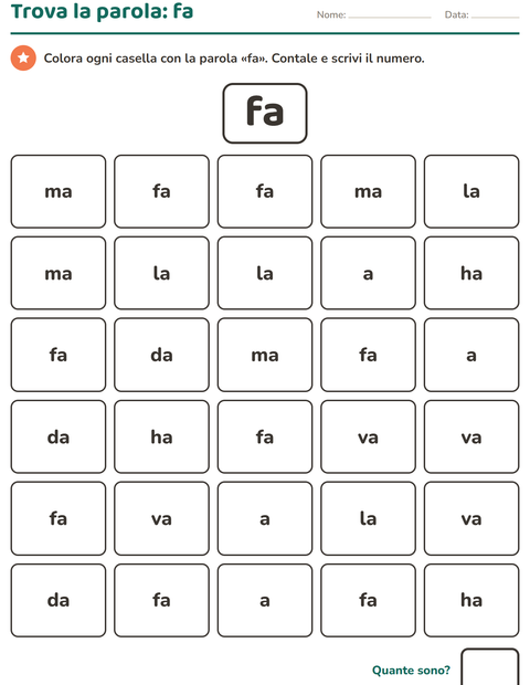 Anteprima della scheda di Parole frequenti per Scuola dell'infanzia (5-7 anni)