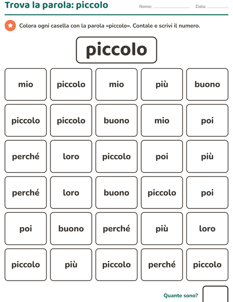 Anteprima della scheda di Parole frequenti per Scuola dell'infanzia (5-7 anni)