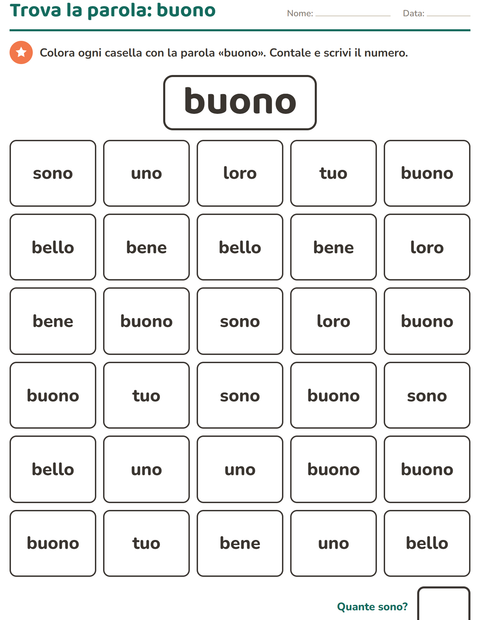 Anteprima della scheda di Parole frequenti per Scuola dell'infanzia (5-7 anni)