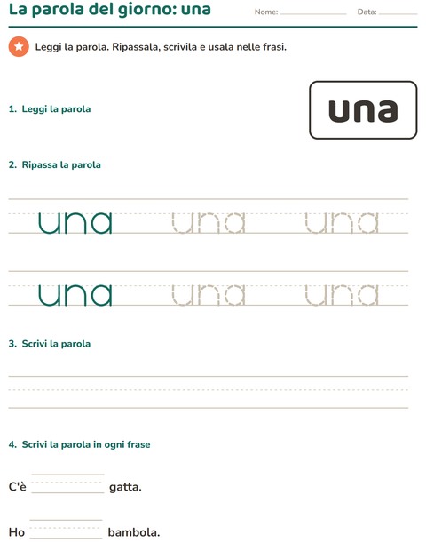 Anteprima della scheda di Parole frequenti per Scuola dell'infanzia (5-7 anni)
