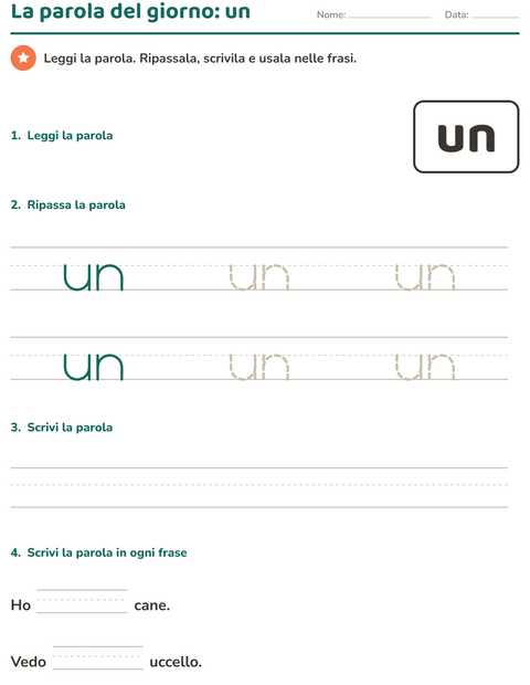 Anteprima della scheda di Parole frequenti per Scuola dell'infanzia (5-7 anni)