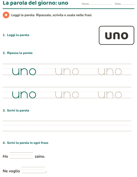 Anteprima della scheda di Parole frequenti per Scuola dell'infanzia (5-7 anni)