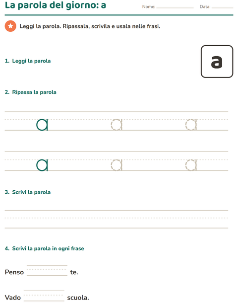 Anteprima della scheda di Parole frequenti per Scuola dell'infanzia (5-7 anni)
