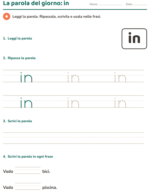 Anteprima della scheda di Parole frequenti per Scuola dell'infanzia (5-7 anni)