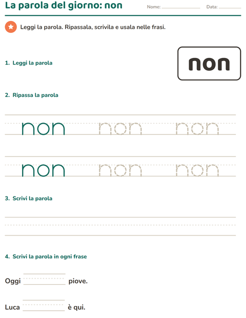 Anteprima della scheda di Parole frequenti per Scuola dell'infanzia (5-7 anni)