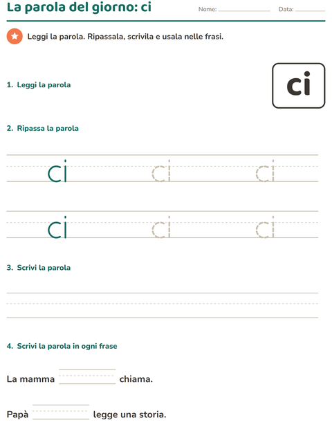 Anteprima della scheda di Parole frequenti per Scuola dell'infanzia (5-7 anni)