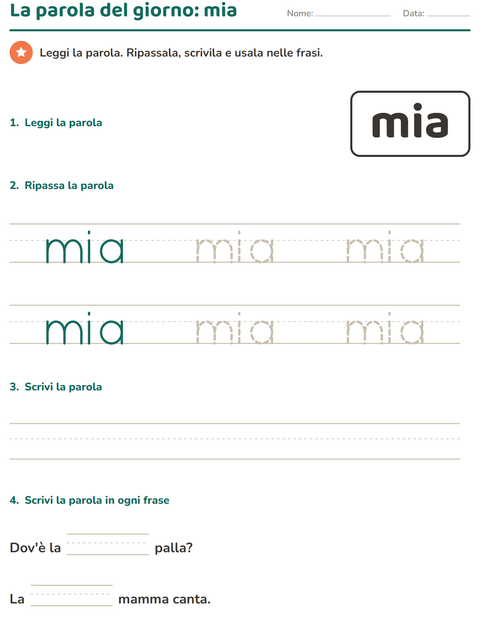 Anteprima della scheda di Parole frequenti per Scuola dell'infanzia (5-7 anni)