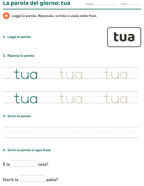 Anteprima della scheda di Parole frequenti per Scuola dell'infanzia (5-7 anni)
