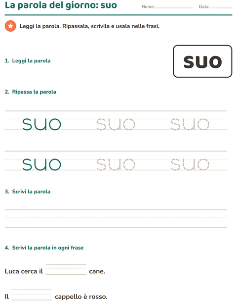 Anteprima della scheda di Parole frequenti per Scuola dell'infanzia (5-7 anni)