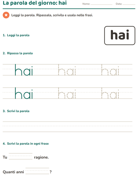 Anteprima della scheda di Parole frequenti per Scuola dell'infanzia (5-7 anni)
