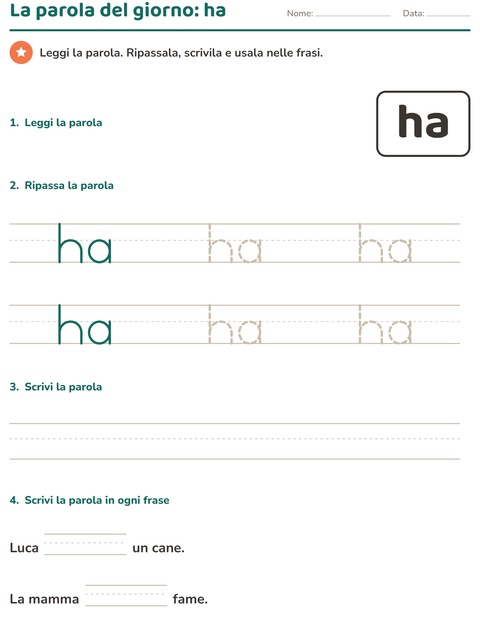 Anteprima della scheda di Parole frequenti per Scuola dell'infanzia (5-7 anni)