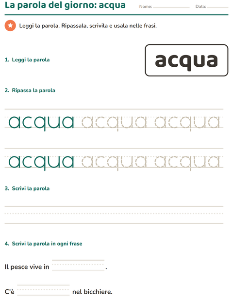 Anteprima della scheda di Parole frequenti per Scuola dell'infanzia (5-7 anni)