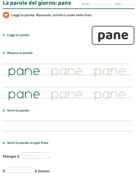 Anteprima della scheda di Parole frequenti per Scuola dell'infanzia (5-7 anni)