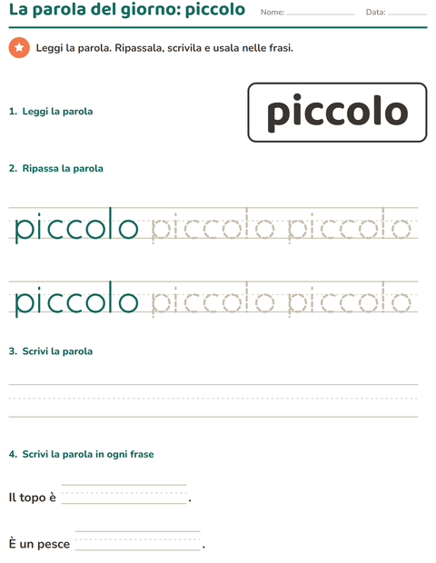Anteprima della scheda di Parole frequenti per Scuola dell'infanzia (5-7 anni)
