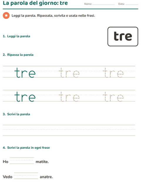 Anteprima della scheda di Parole frequenti per Scuola dell'infanzia (5-7 anni)