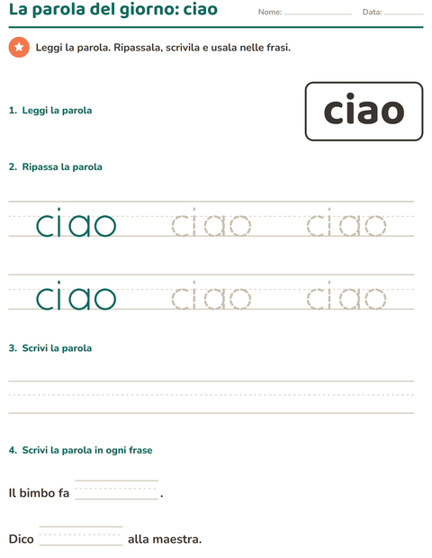Anteprima della scheda di Parole frequenti per Scuola dell'infanzia (5-7 anni)