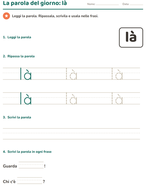 Anteprima della scheda di Parole frequenti per Scuola dell'infanzia (5-7 anni)