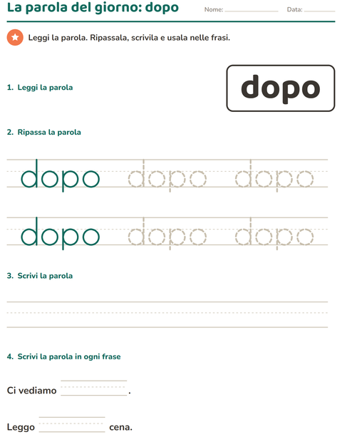 Anteprima della scheda di Parole frequenti per Scuola dell'infanzia (5-7 anni)
