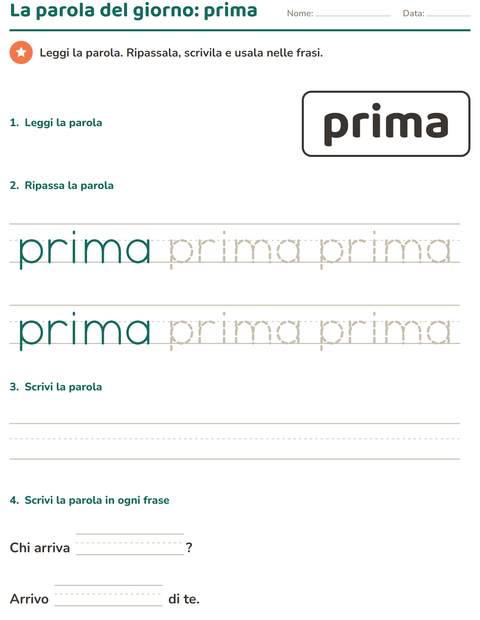 Anteprima della scheda di Parole frequenti per Scuola dell'infanzia (5-7 anni)