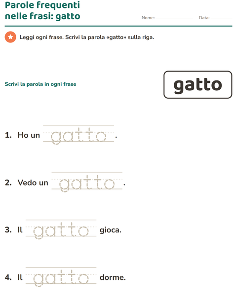 Anteprima della scheda di Parole frequenti per Scuola dell'infanzia (5-7 anni)