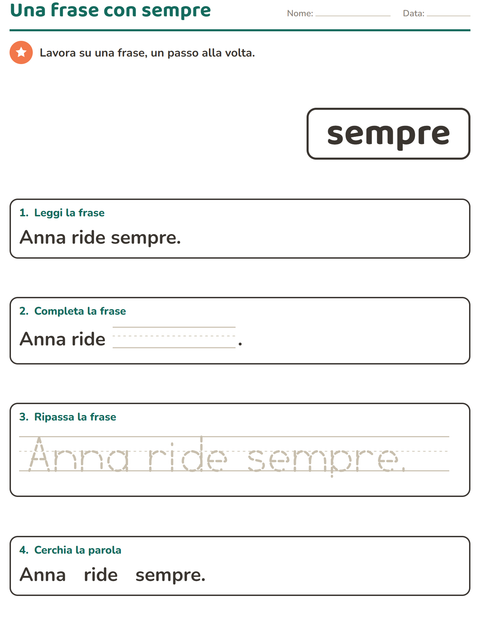 Anteprima della scheda di Parole frequenti per Scuola dell'infanzia (5-7 anni)