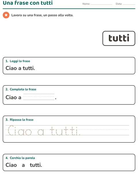 Anteprima della scheda di Parole frequenti per Scuola dell'infanzia (5-7 anni)