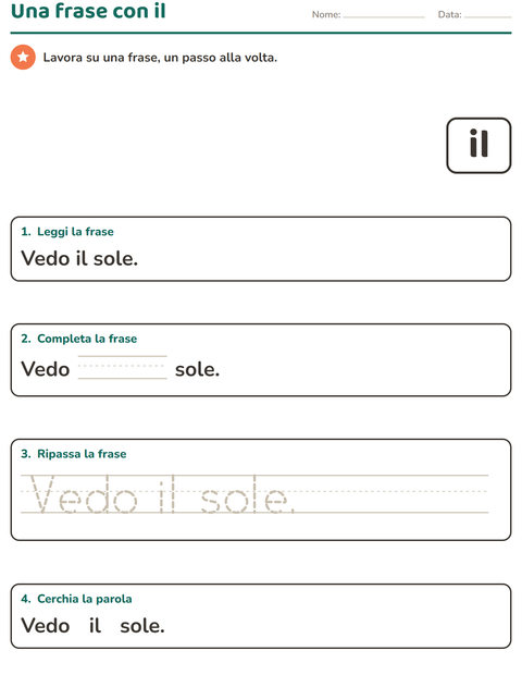 Anteprima della scheda di Parole frequenti per Scuola dell'infanzia (5-7 anni)