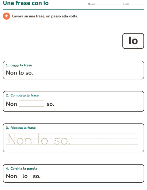 Anteprima della scheda di Parole frequenti per Scuola dell'infanzia (5-7 anni)