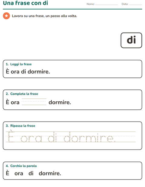 Anteprima della scheda di Parole frequenti per Scuola dell'infanzia (5-7 anni)