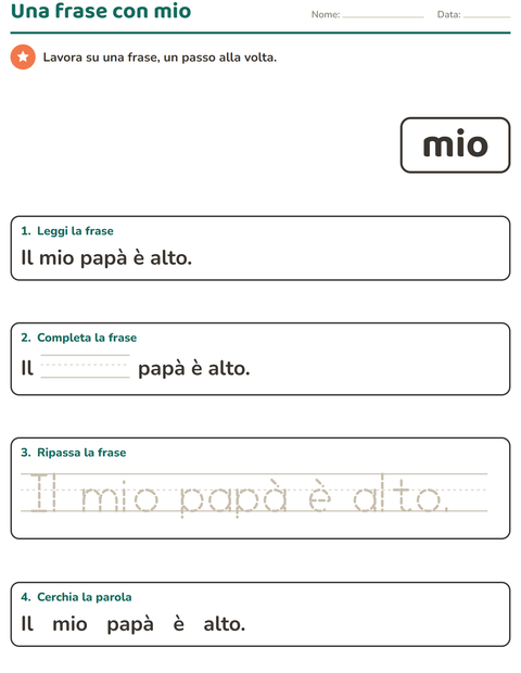 Anteprima della scheda di Parole frequenti per Scuola dell'infanzia (5-7 anni)