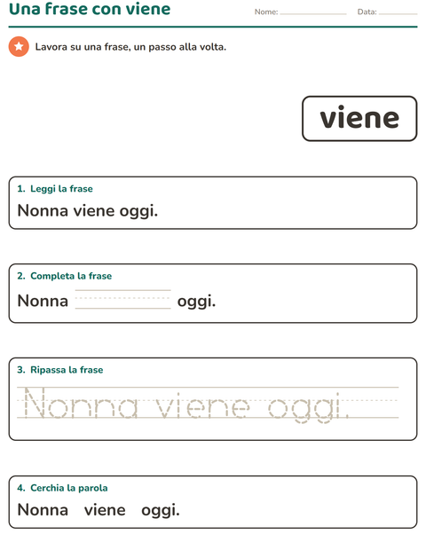 Anteprima della scheda di Parole frequenti per Scuola dell'infanzia (5-7 anni)