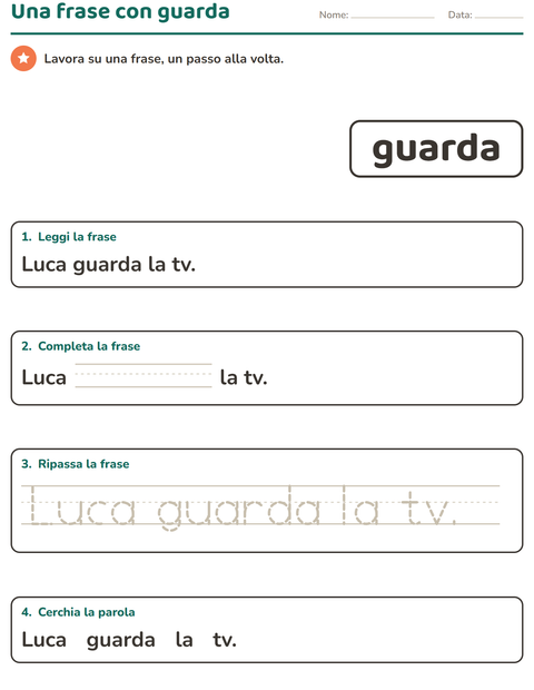 Anteprima della scheda di Parole frequenti per Scuola dell'infanzia (5-7 anni)