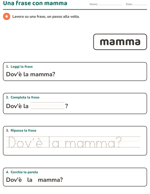 Anteprima della scheda di Parole frequenti per Scuola dell'infanzia (5-7 anni)