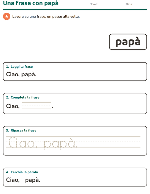 Anteprima della scheda di Parole frequenti per Scuola dell'infanzia (5-7 anni)