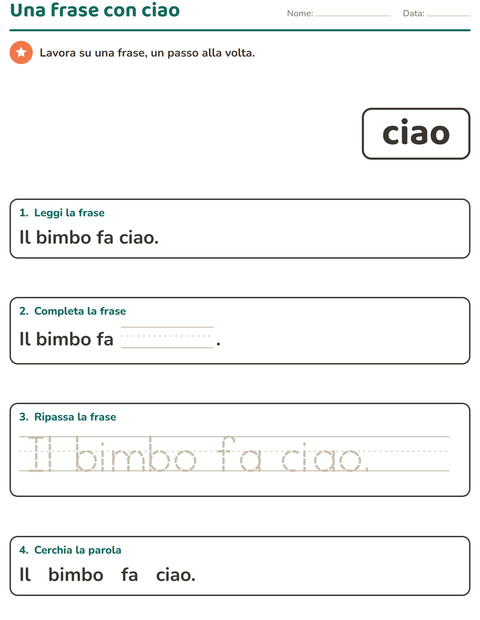 Anteprima della scheda di Parole frequenti per Scuola dell'infanzia (5-7 anni)