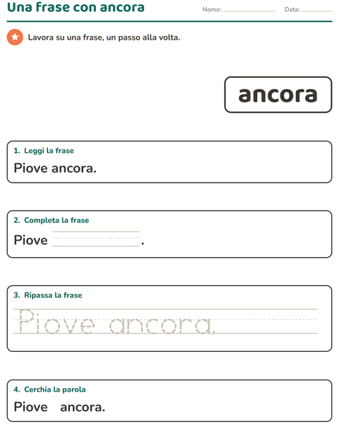 Anteprima della scheda di Parole frequenti per Scuola dell'infanzia (5-7 anni)