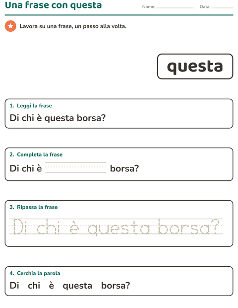 Anteprima della scheda di Parole frequenti per Scuola dell'infanzia (5-7 anni)