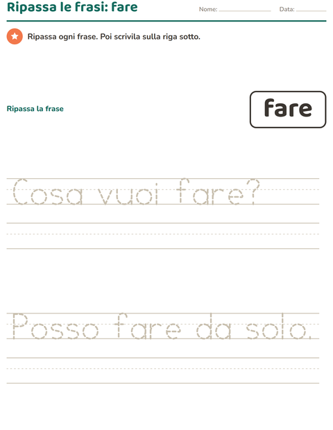 Anteprima della scheda di Parole frequenti per Scuola dell'infanzia (5-7 anni)