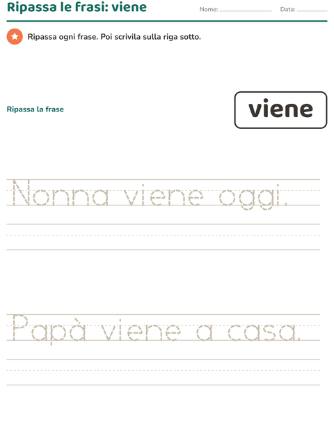 Anteprima della scheda di Parole frequenti per Scuola dell'infanzia (5-7 anni)