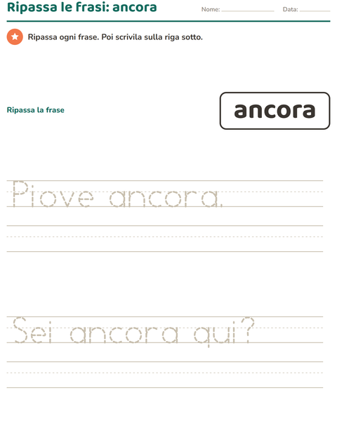 Anteprima della scheda di Parole frequenti per Scuola dell'infanzia (5-7 anni)