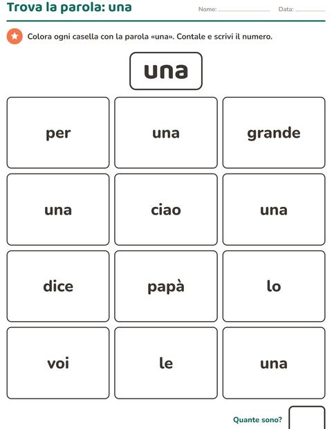 Anteprima della scheda di Parole frequenti per Scuola dell'infanzia (5-7 anni)