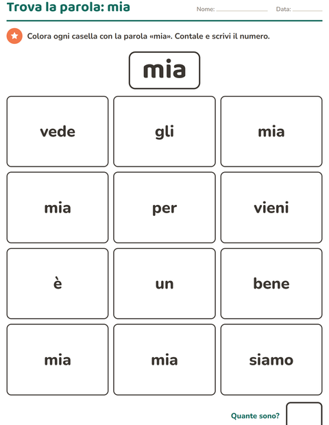 Anteprima della scheda di Parole frequenti per Scuola dell'infanzia (5-7 anni)