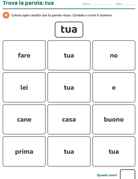 Anteprima della scheda di Parole frequenti per Scuola dell'infanzia (5-7 anni)