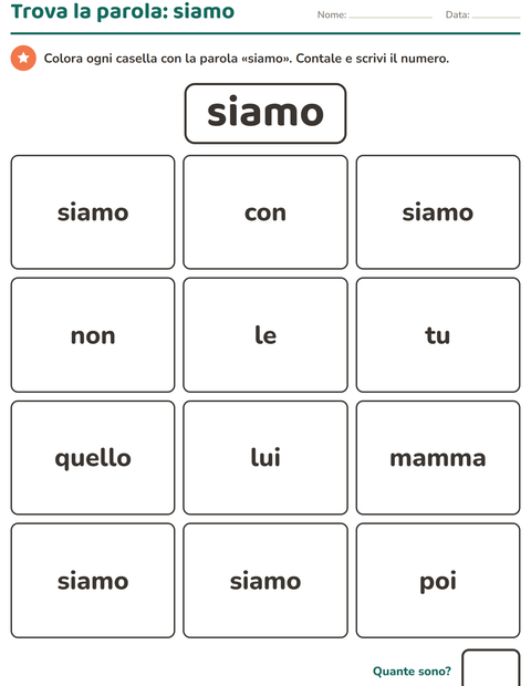 Anteprima della scheda di Parole frequenti per Scuola dell'infanzia (5-7 anni)