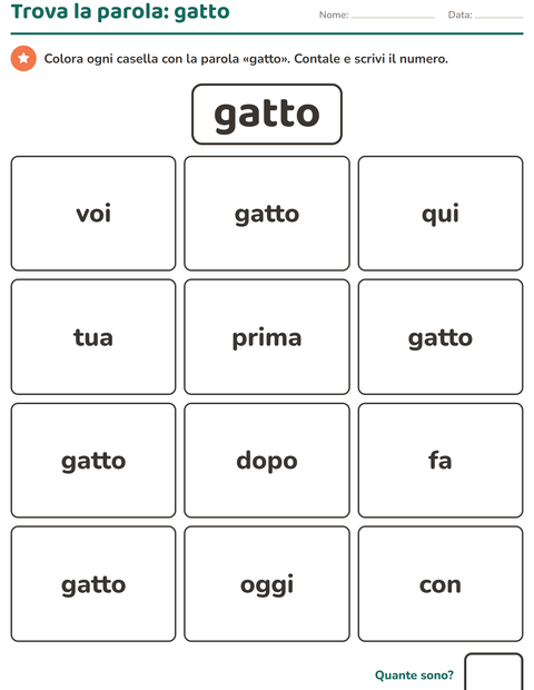 Anteprima della scheda di Parole frequenti per Scuola dell'infanzia (5-7 anni)