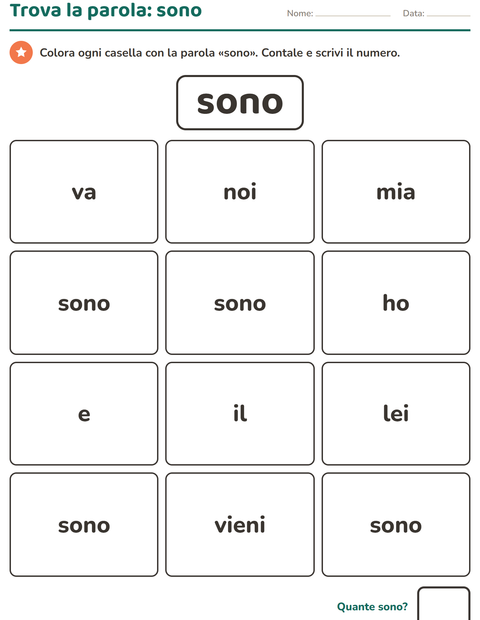 Anteprima della scheda di Parole frequenti per Scuola dell'infanzia (5-7 anni)
