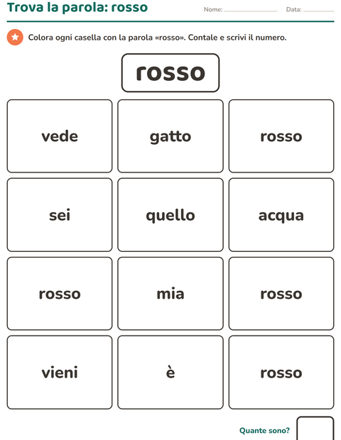 Anteprima della scheda di Parole frequenti per Scuola dell'infanzia (5-7 anni)