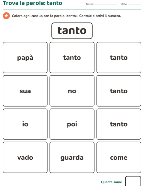 Anteprima della scheda di Parole frequenti per Scuola dell'infanzia (5-7 anni)