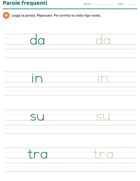 Anteprima della scheda di Parole frequenti per Scuola dell'infanzia (5-7 anni)