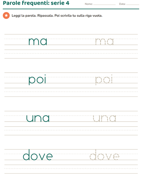 Parole frequenti, serie 4: ma, poi, una, dove